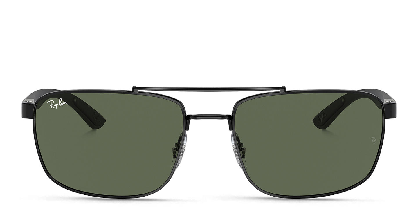 Shop Ray-Ban Logo Unisex Rectangle Sunglasses in Black online.