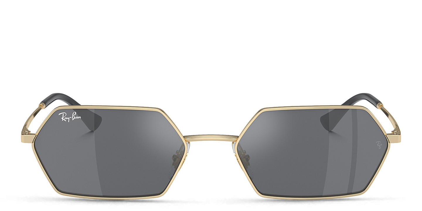 Shop Ray-Ban Yevi Bio-Based Unisex Irregular Sunglasses in Gold online.