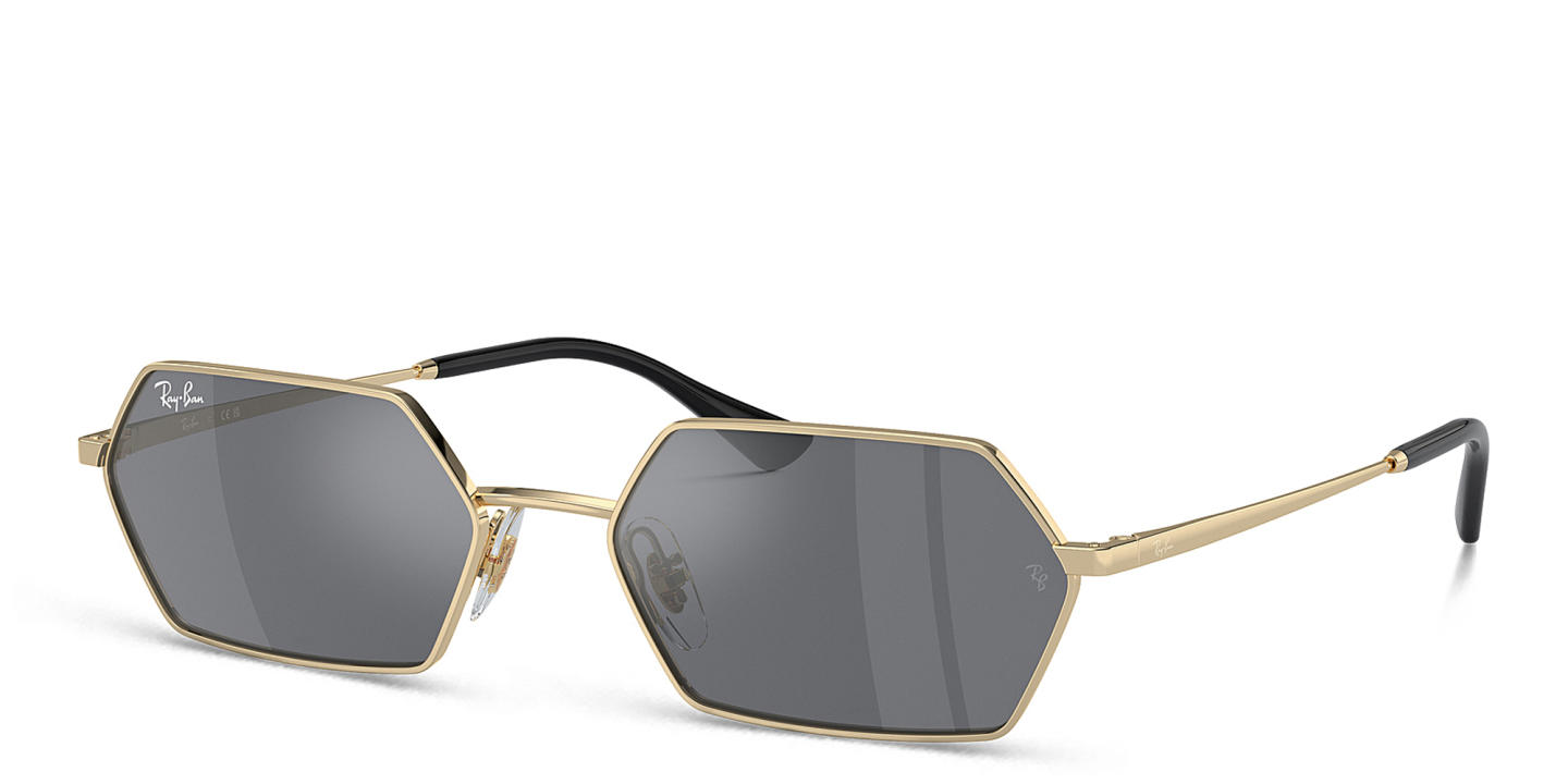 Shop Ray-Ban Yevi Bio-Based Unisex Irregular Sunglasses in Gold online.