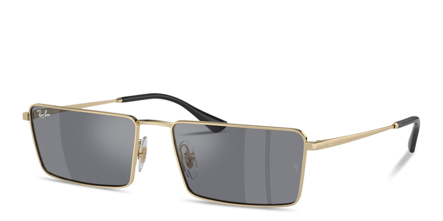 Shop Ray-Ban Emy Unisex Rectangle Sunglasses in Gold online.