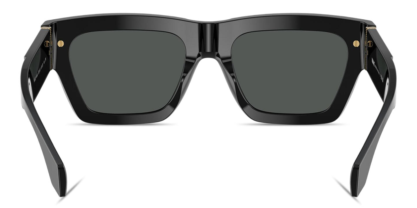 Shop VERSACE Medusa Rectangle Sunglasses in Polished Black online.