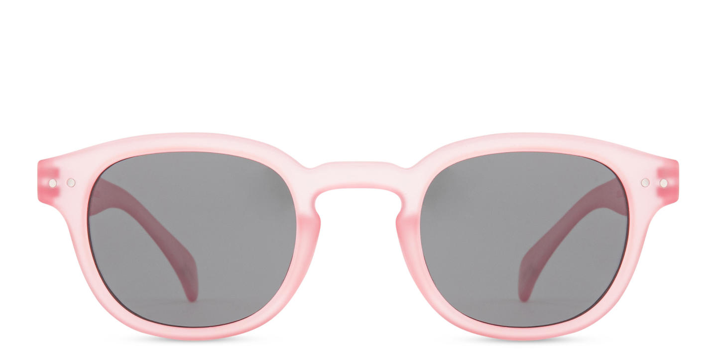 Izipizi Logo Unisex Square Sunglasses in Transparent Pink – Product Photo 0
