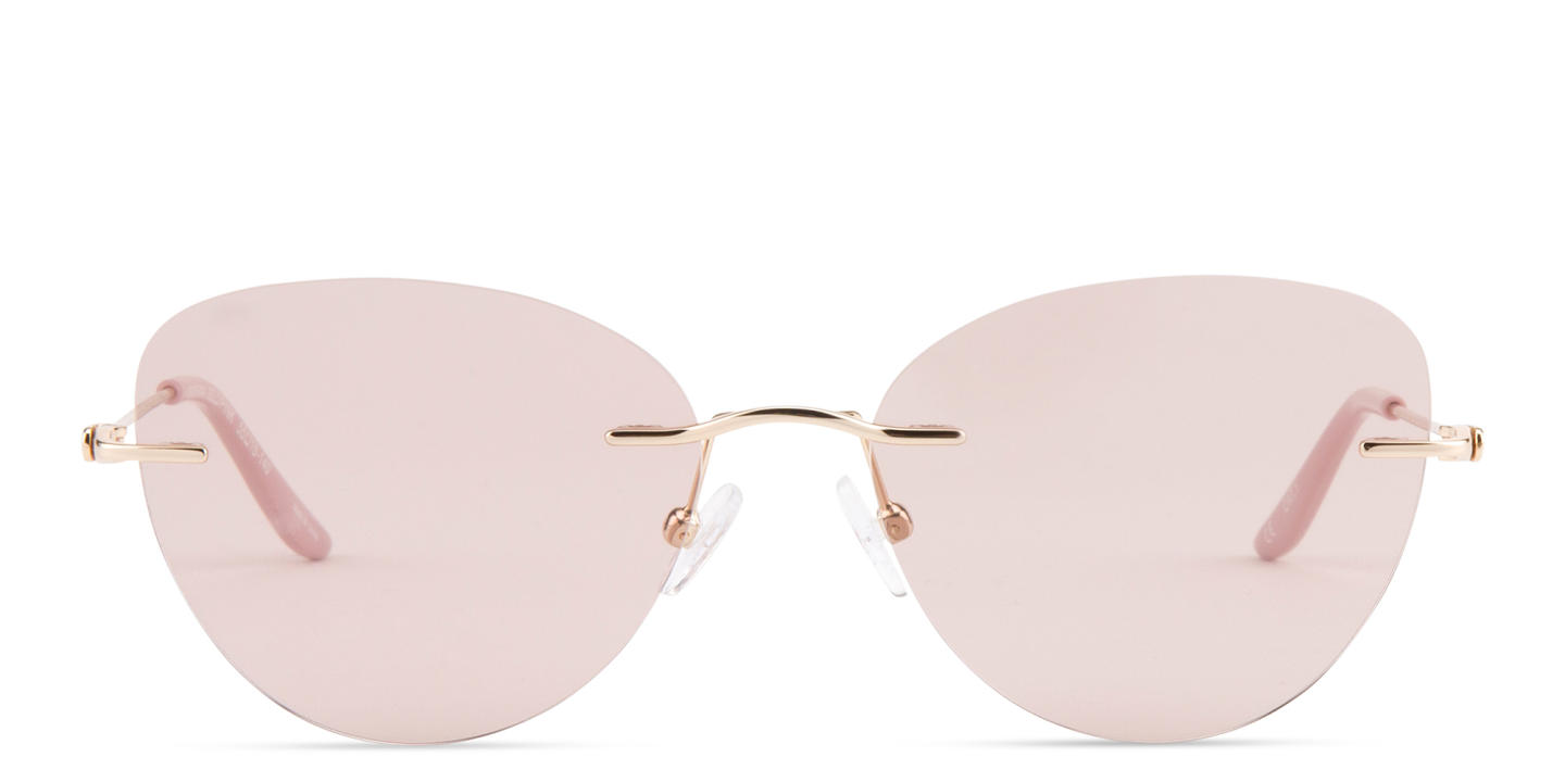 Shop TRICE Rimless Cat-Eye Sunglasses in Gold online.