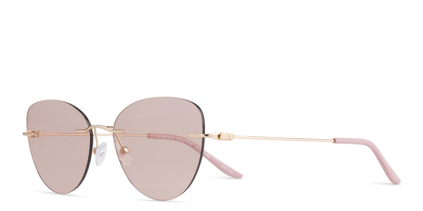 Shop TRICE Rimless Cat-Eye Sunglasses in Gold online.