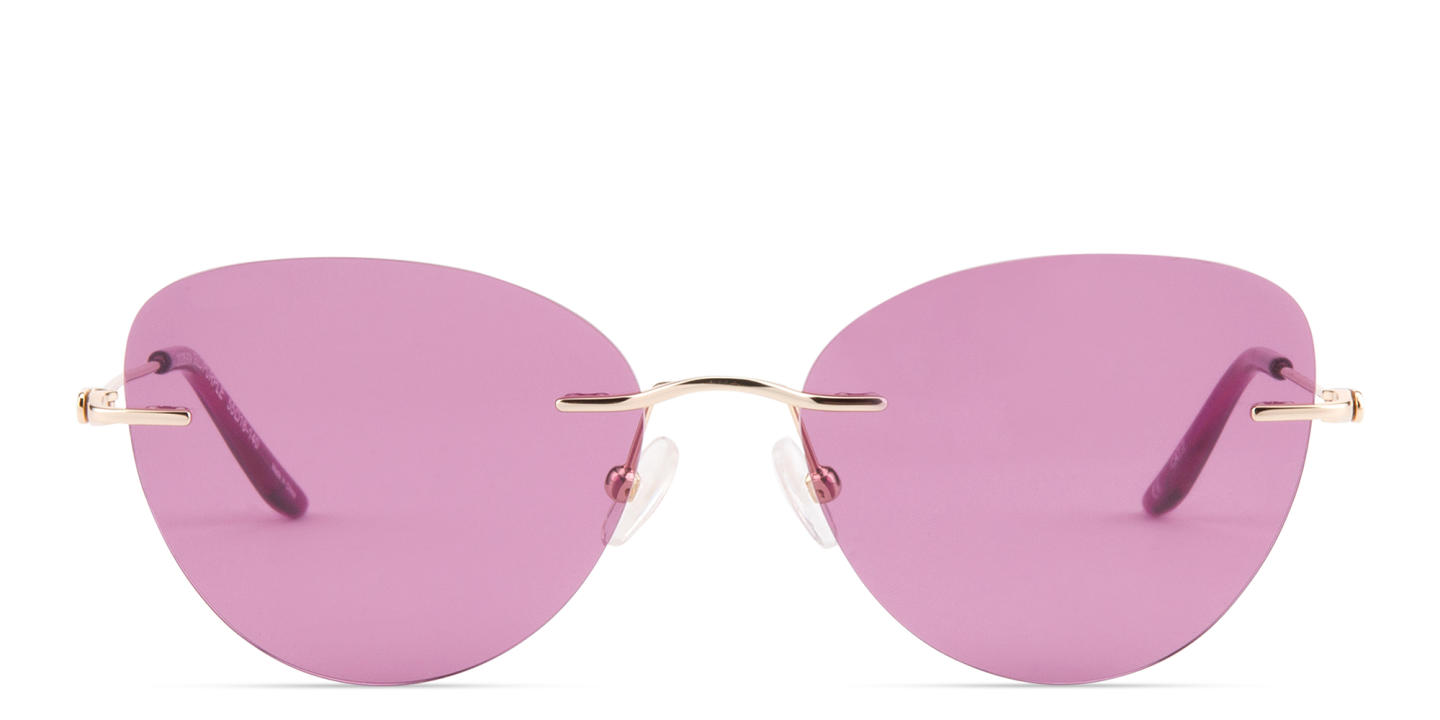 Shop TRICE Rimless Cat-Eye Sunglasses in Gold online.