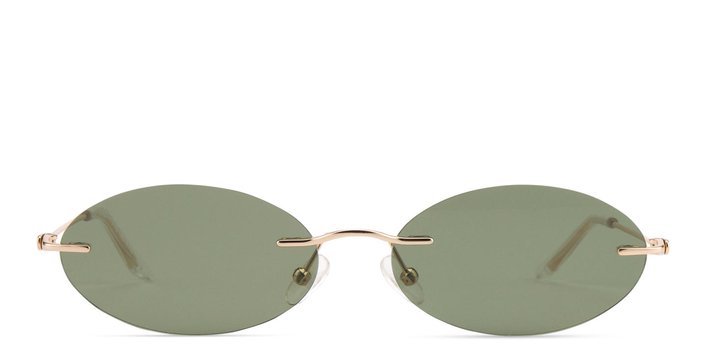 TRICE Rimless Oval Sunglasses in Gold – Product Photo 0