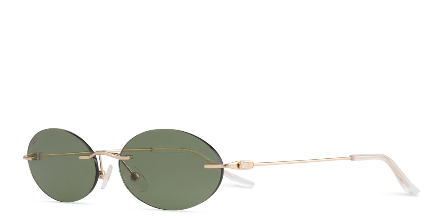 TRICE Rimless Oval Sunglasses in Gold – Product Photo 1