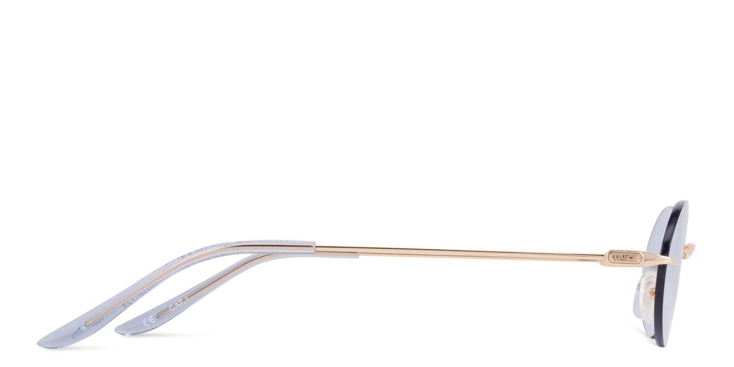 TRICE Rimless Oval Sunglasses in Gold – Product Photo 3