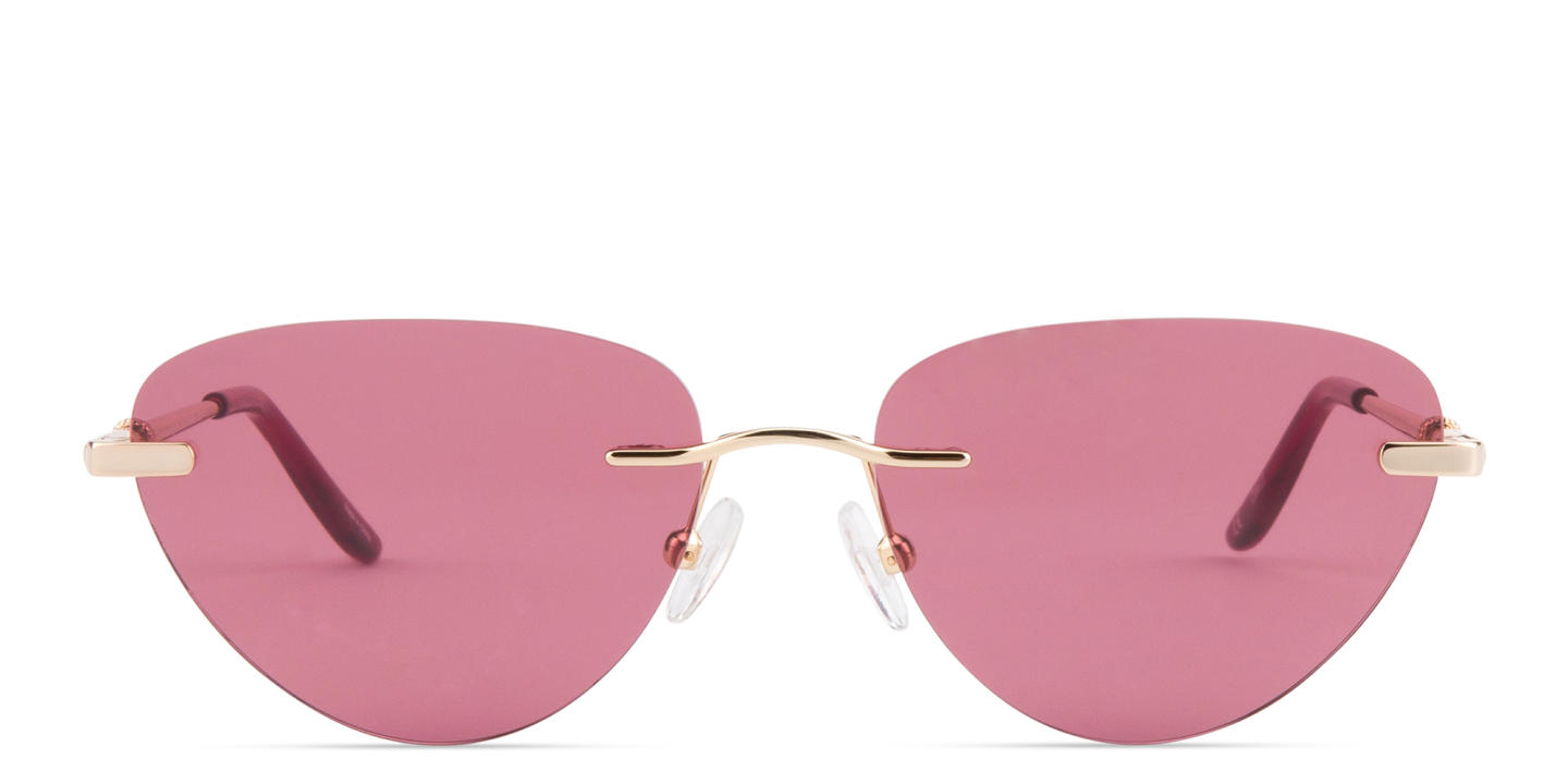 Shop TRICE Rimless Cat-Eye Sunglasses in Gold online.