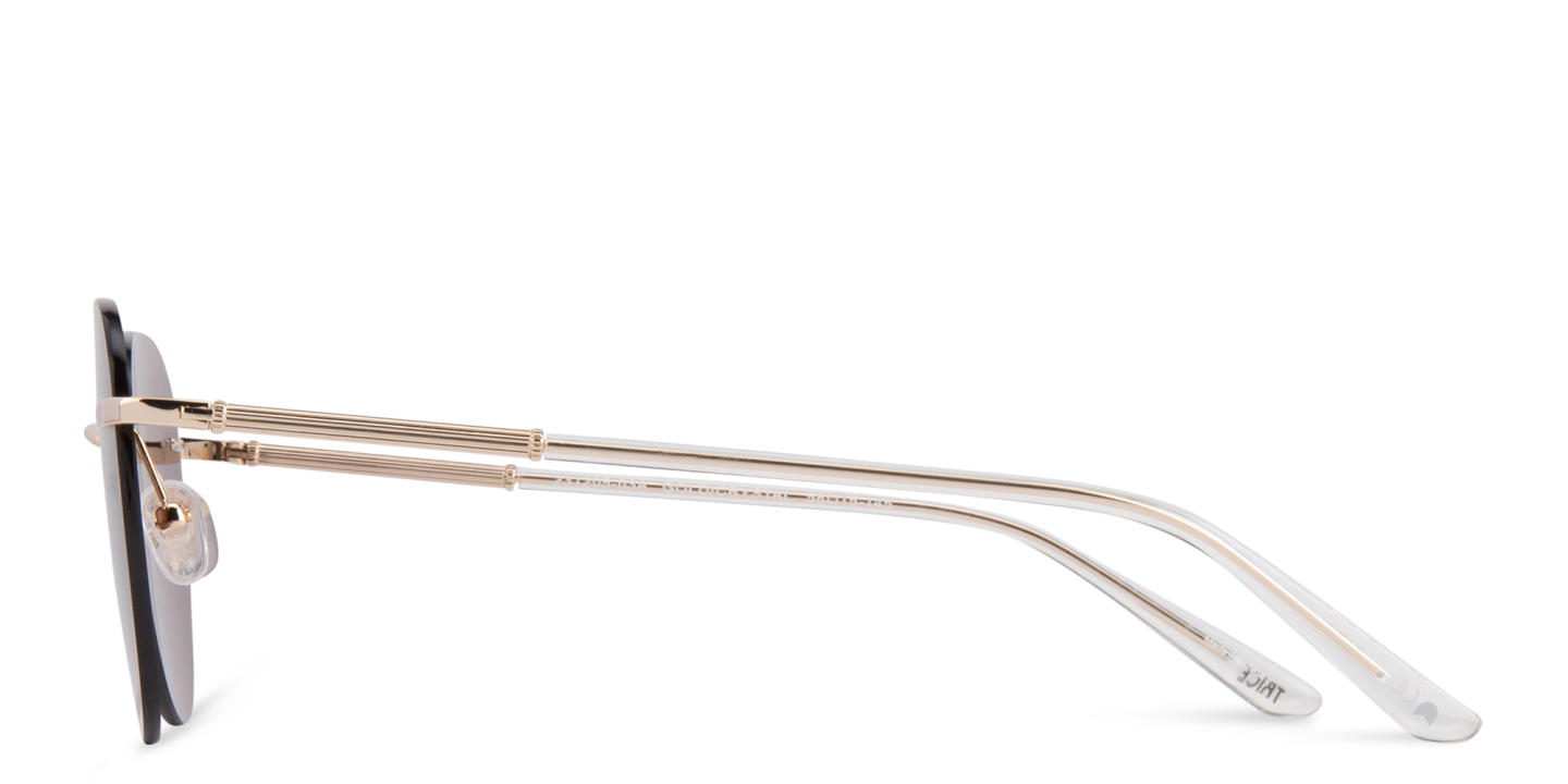 Shop TRICE Rimless Aviator Sunglasses in Gold online.