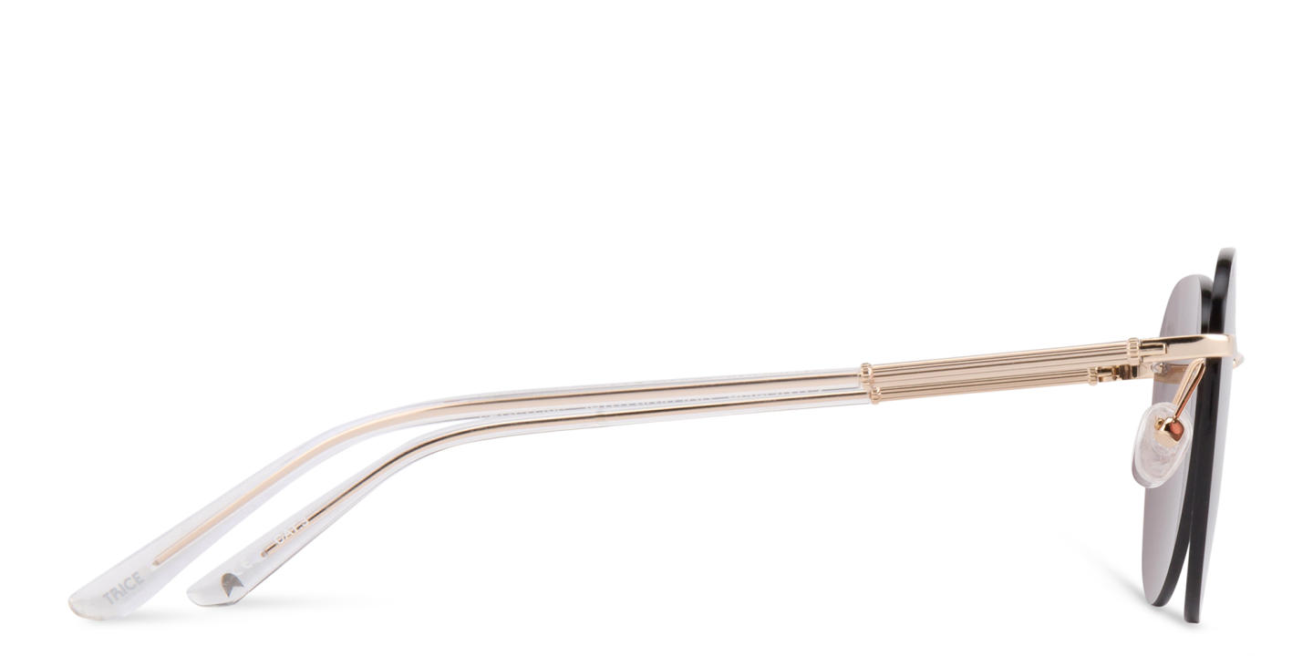 Shop TRICE Rimless Aviator Sunglasses in Gold online.