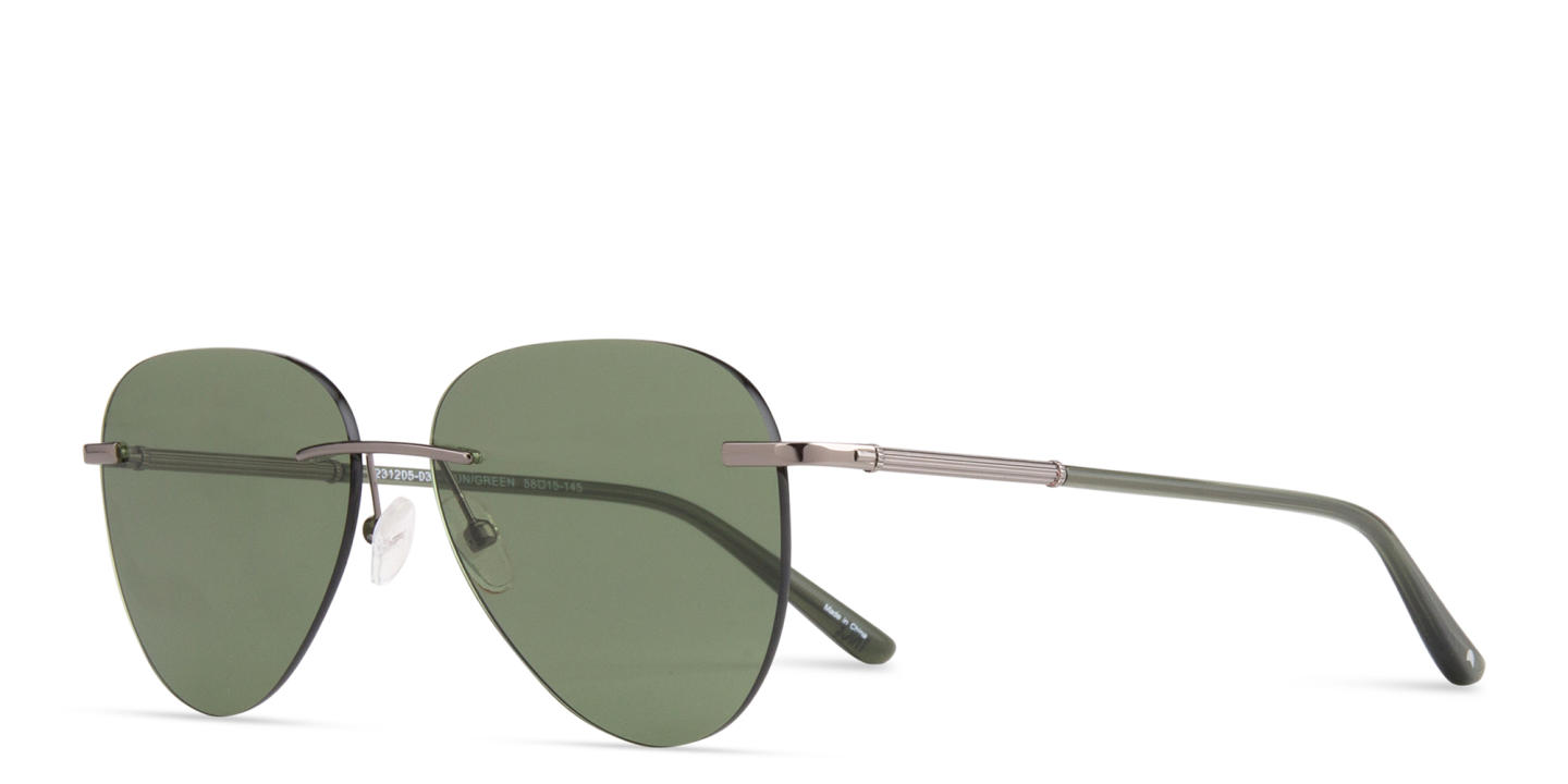TRICE Rimless Aviator Sunglasses in Gunmetal – Product Photo 1