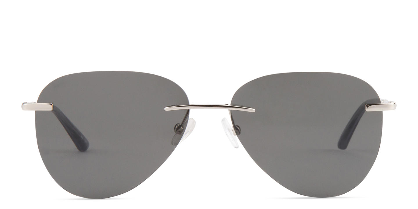 Shop TRICE Rimless Aviator Sunglasses in Silver online.