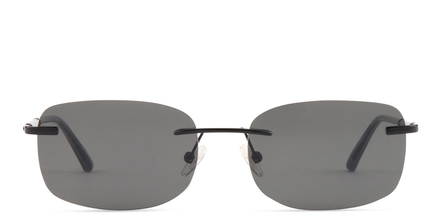 Shop TRICE Rimless Rectangle Sunglasses in Black online.