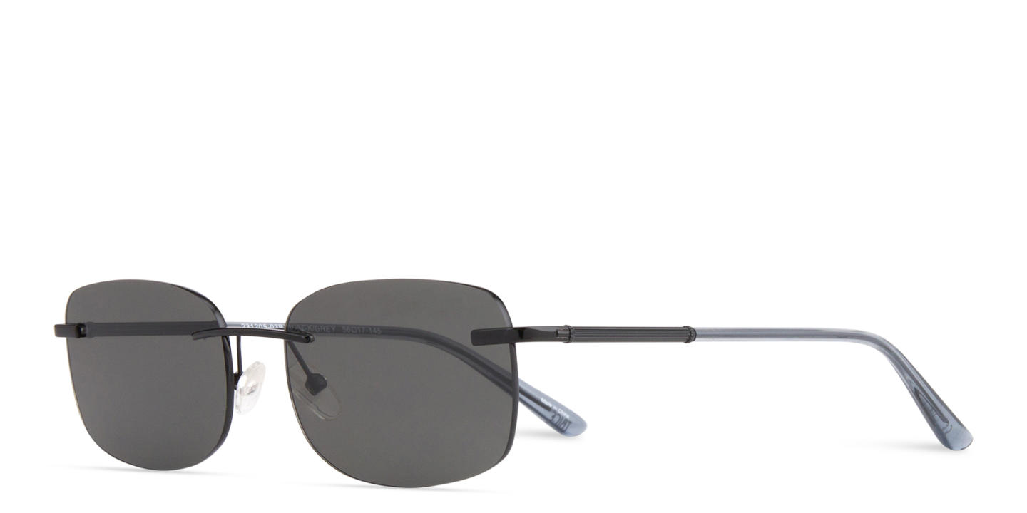 Shop TRICE Rimless Rectangle Sunglasses in Black online.