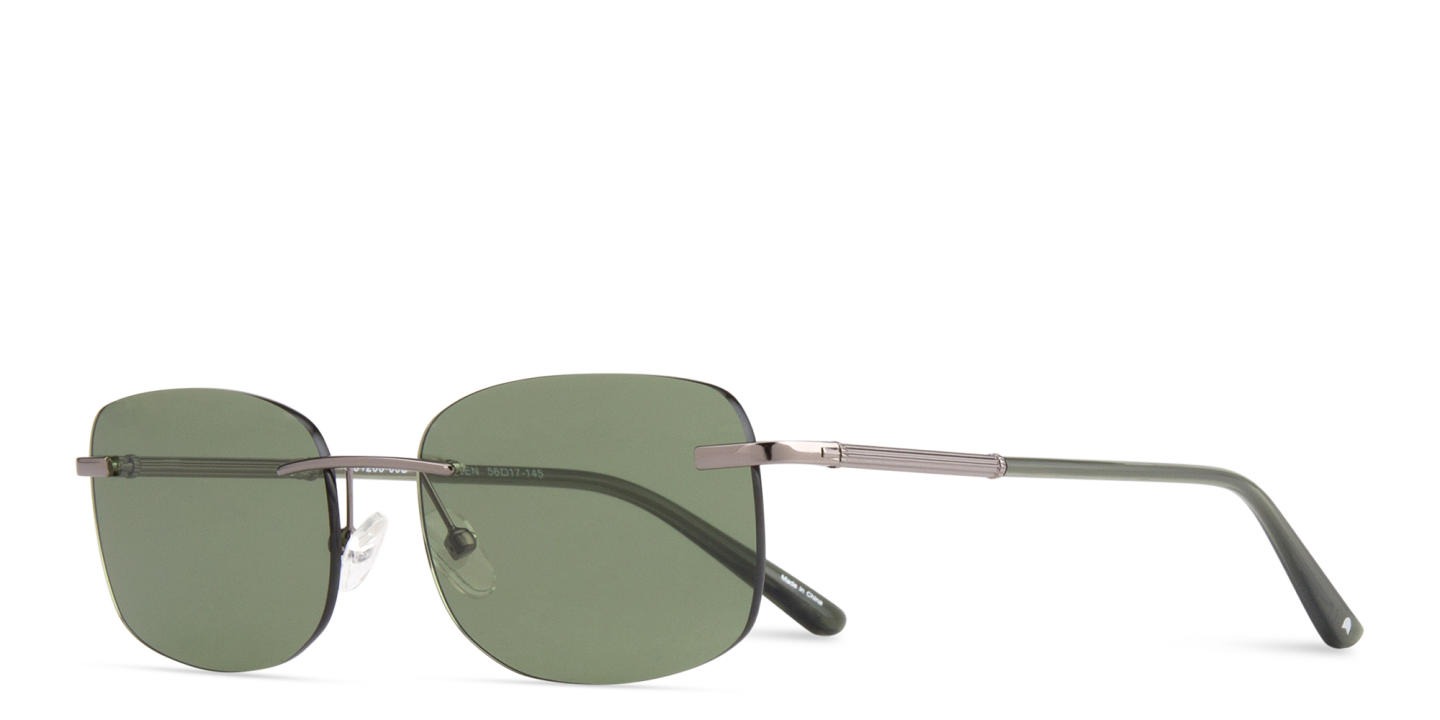 Shop TRICE Rimless Rectangle Sunglasses in Gunmetal online.