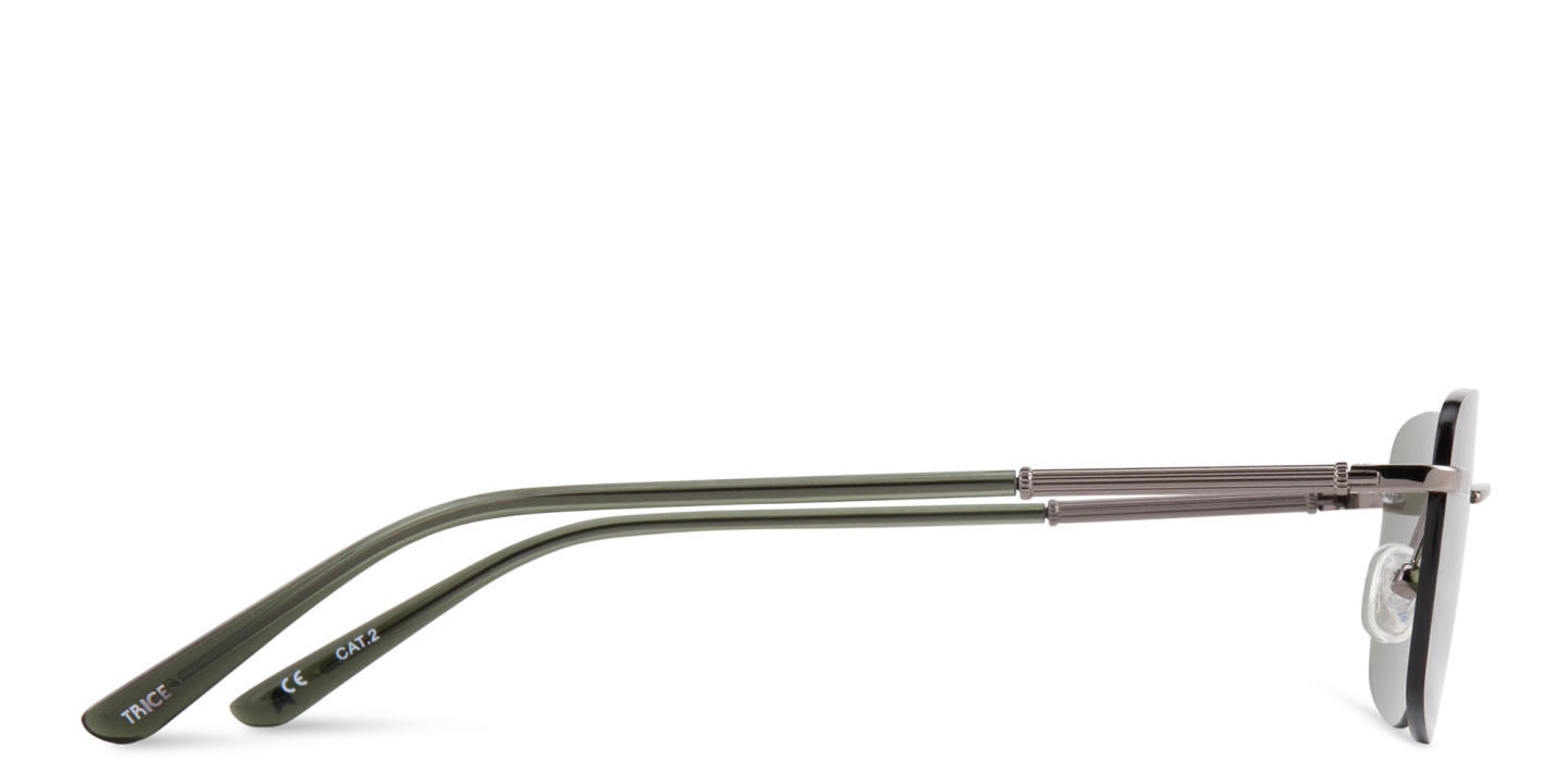 Shop TRICE Rimless Rectangle Sunglasses in Gunmetal online.