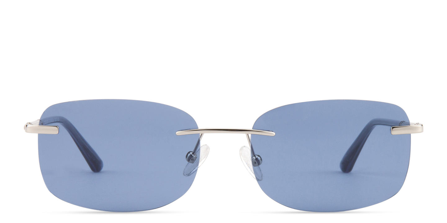 Shop TRICE Rimless Rectangle Sunglasses in Silver online.