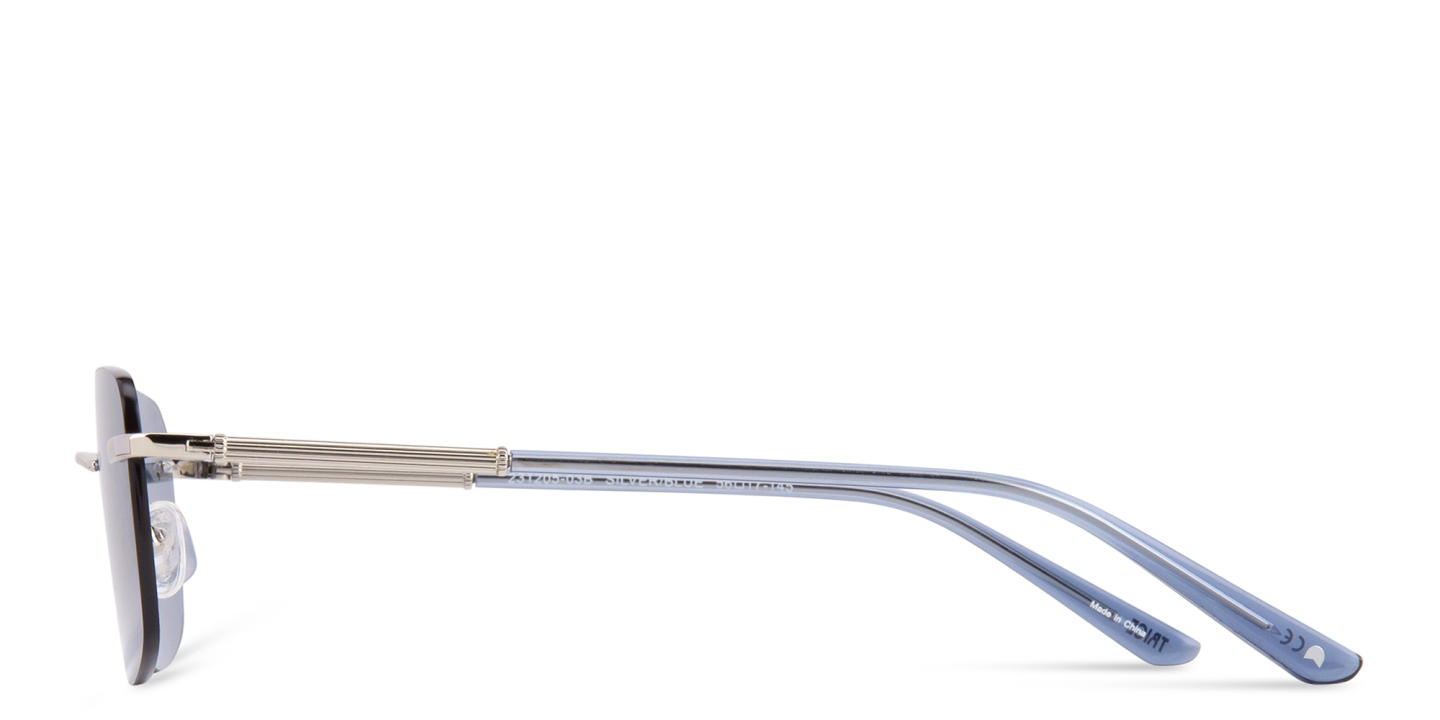 Shop TRICE Rimless Rectangle Sunglasses in Silver online.