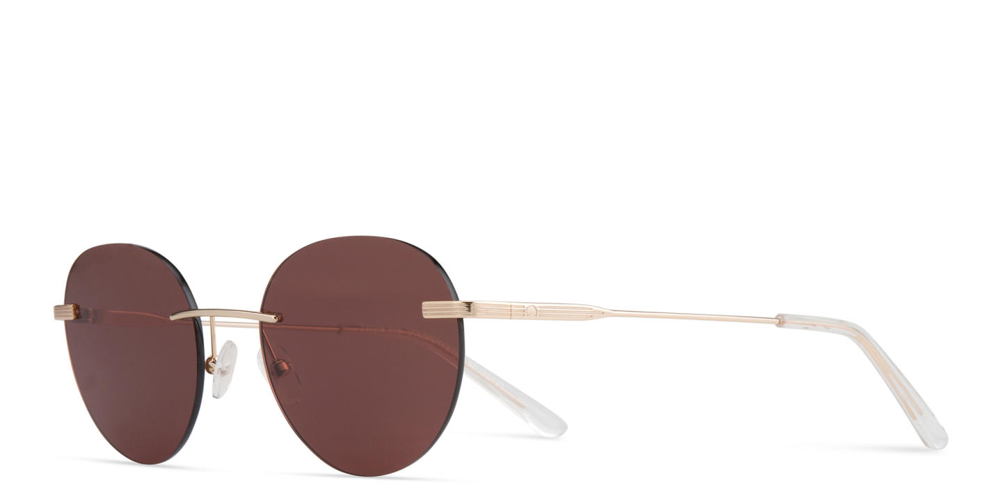TRICE Rimless Round Sunglasses in Gold – Product Photo 1