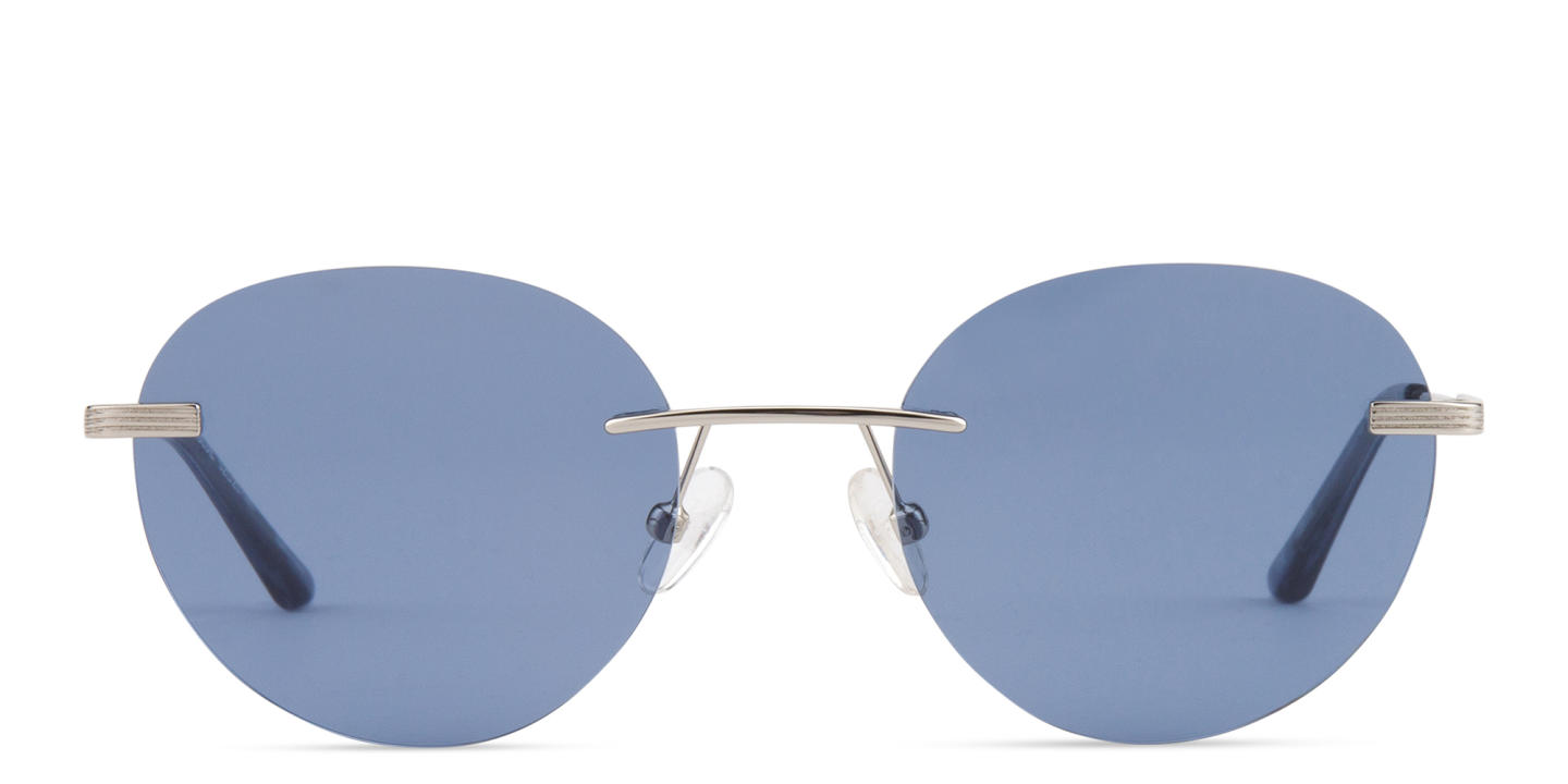 Shop TRICE Rimless Round Sunglasses in Silver online.