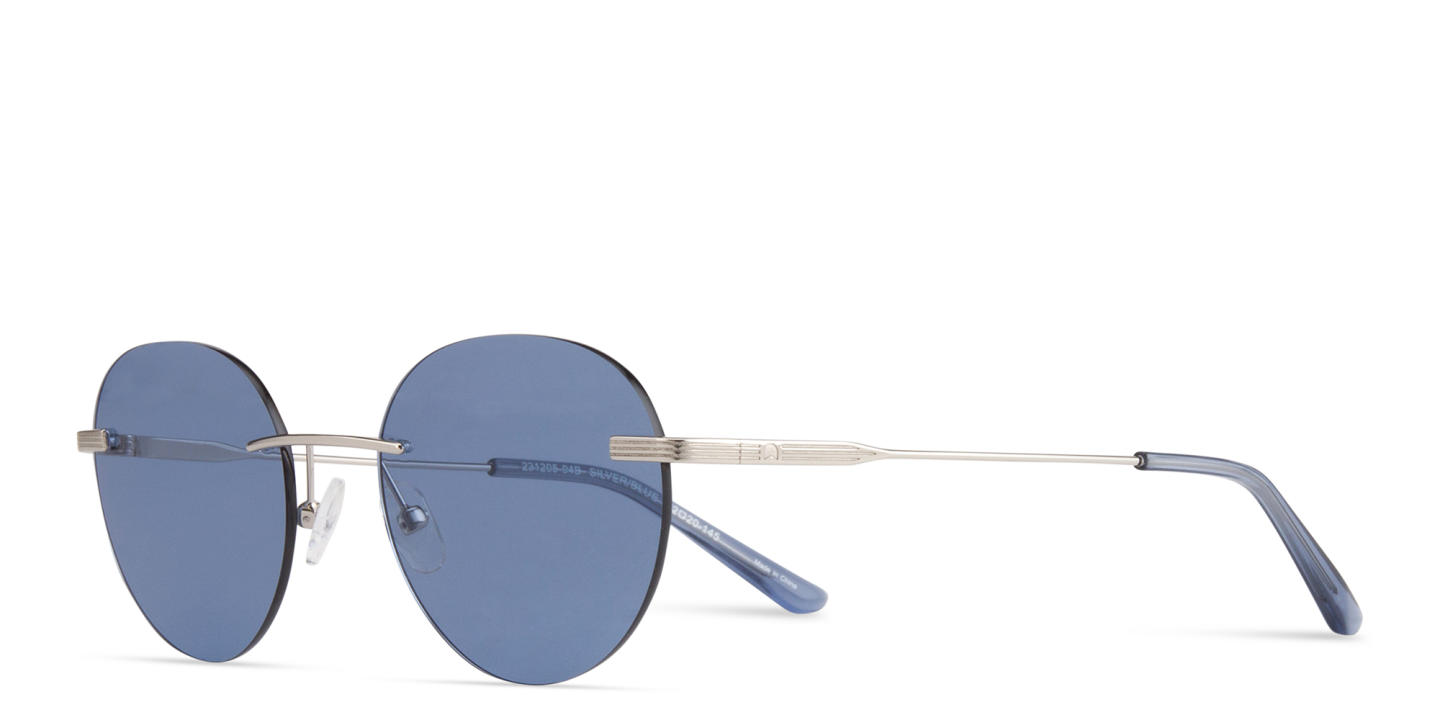 TRICE Rimless Round Sunglasses in Silver – Product Photo 1