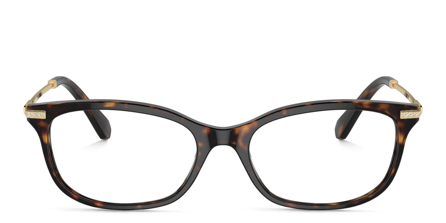 Shop Swarovski Crystal-Embedded Rectangle Eyeglasses in Havana online.