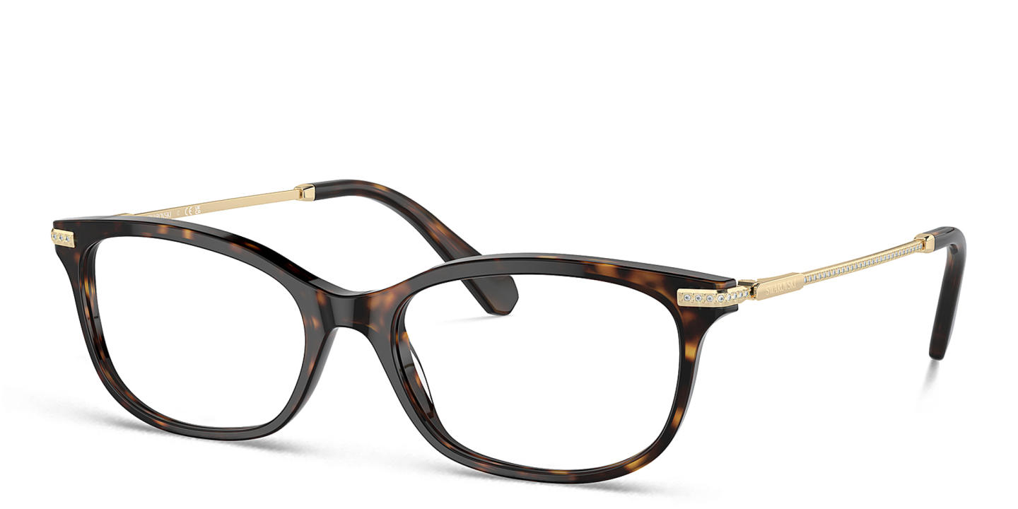 Shop Swarovski Crystal-Embedded Rectangle Eyeglasses in Havana online.