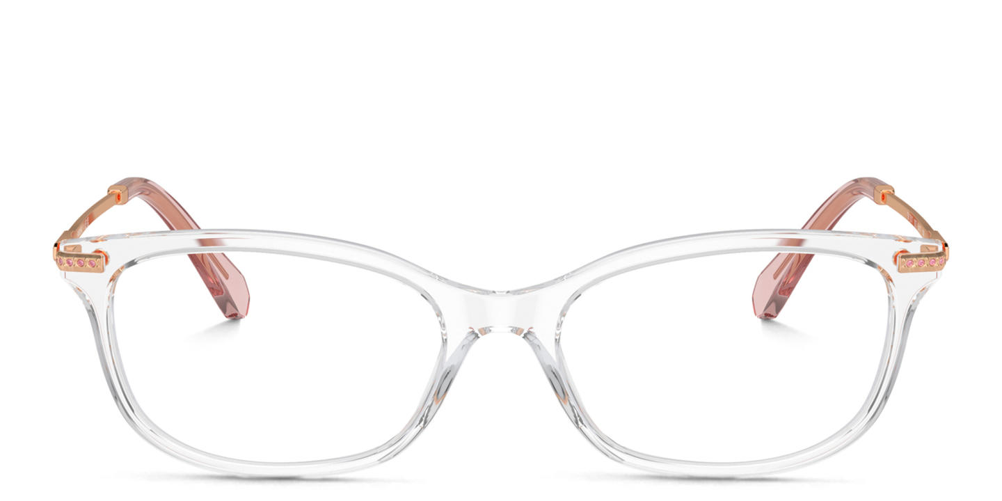 Shop Swarovski Crystal-Embedded Rectangle Eyeglasses in Clear online.