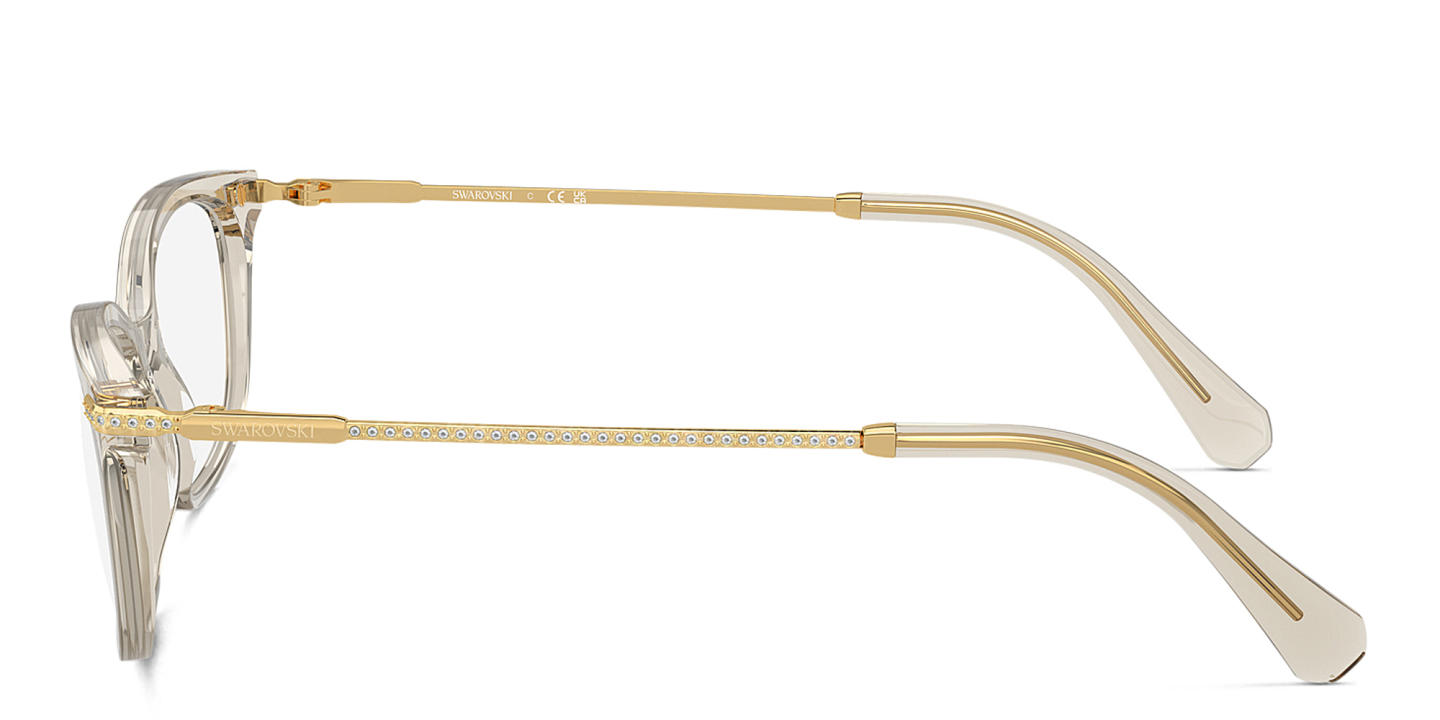 Shop Swarovski Crystal-Embedded Rectangle Eyeglasses in Transparent Beige online.
