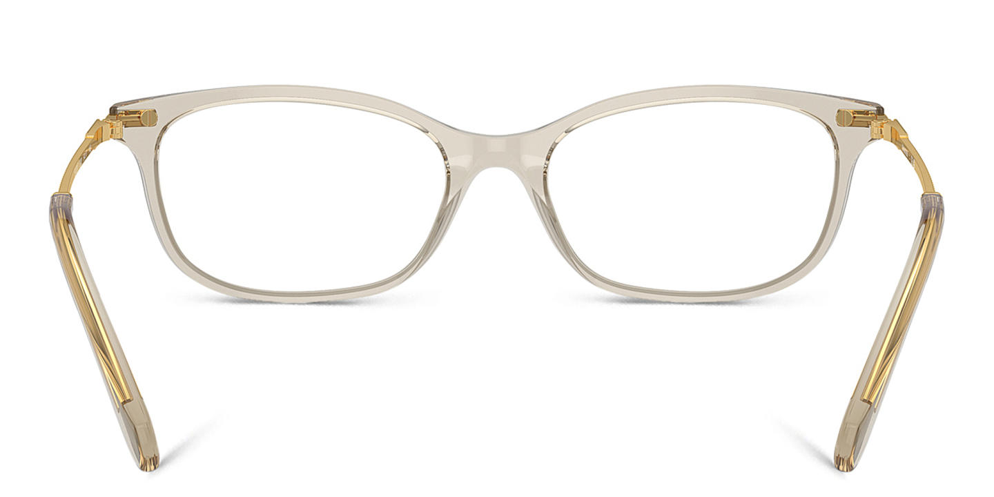 Shop Swarovski Crystal-Embedded Rectangle Eyeglasses in Transparent Beige online.