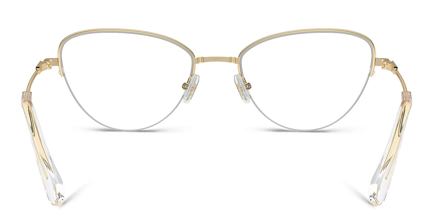 Shop Swarovski Crystal-Embellished Half-Rim Cat-Eye Eyeglasses in Gold online.