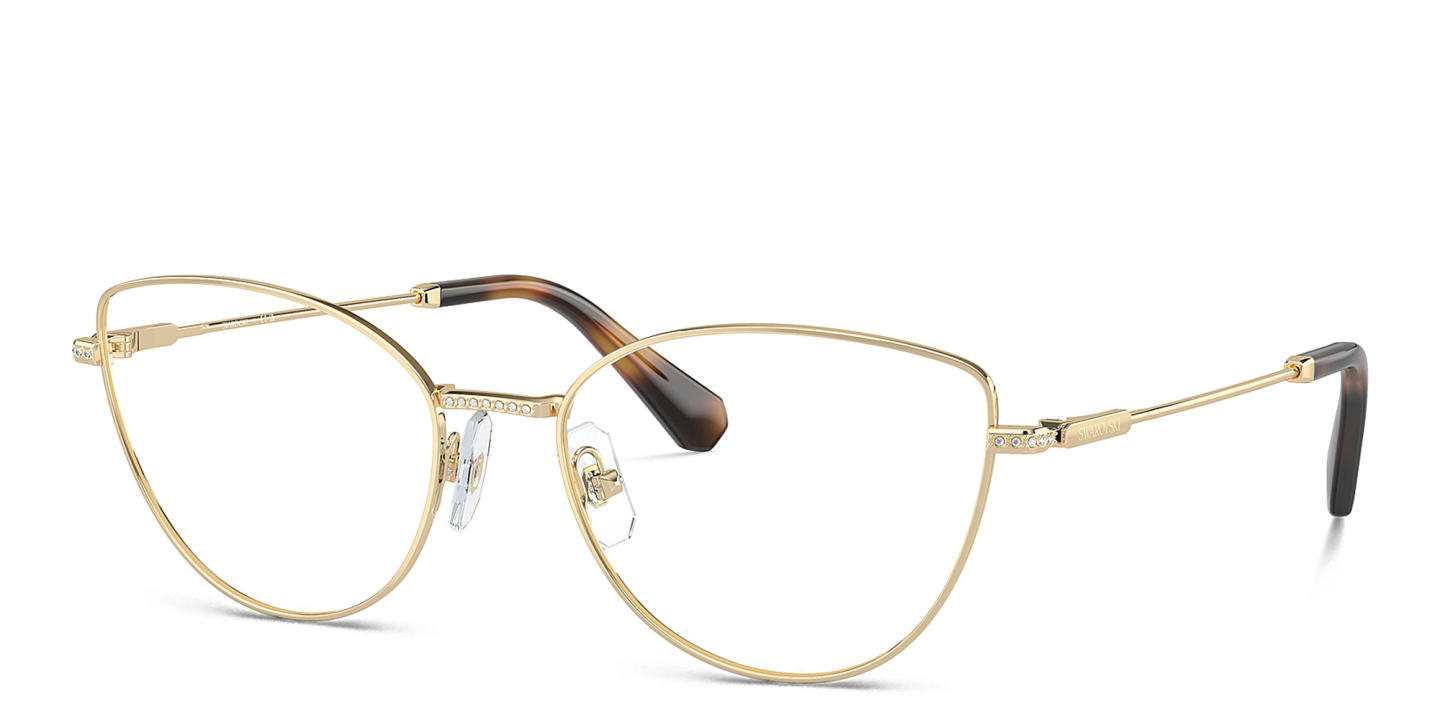 Shop Swarovski Crystal-Accented Cat-Eye Eyeglasses in Pale Gold online.