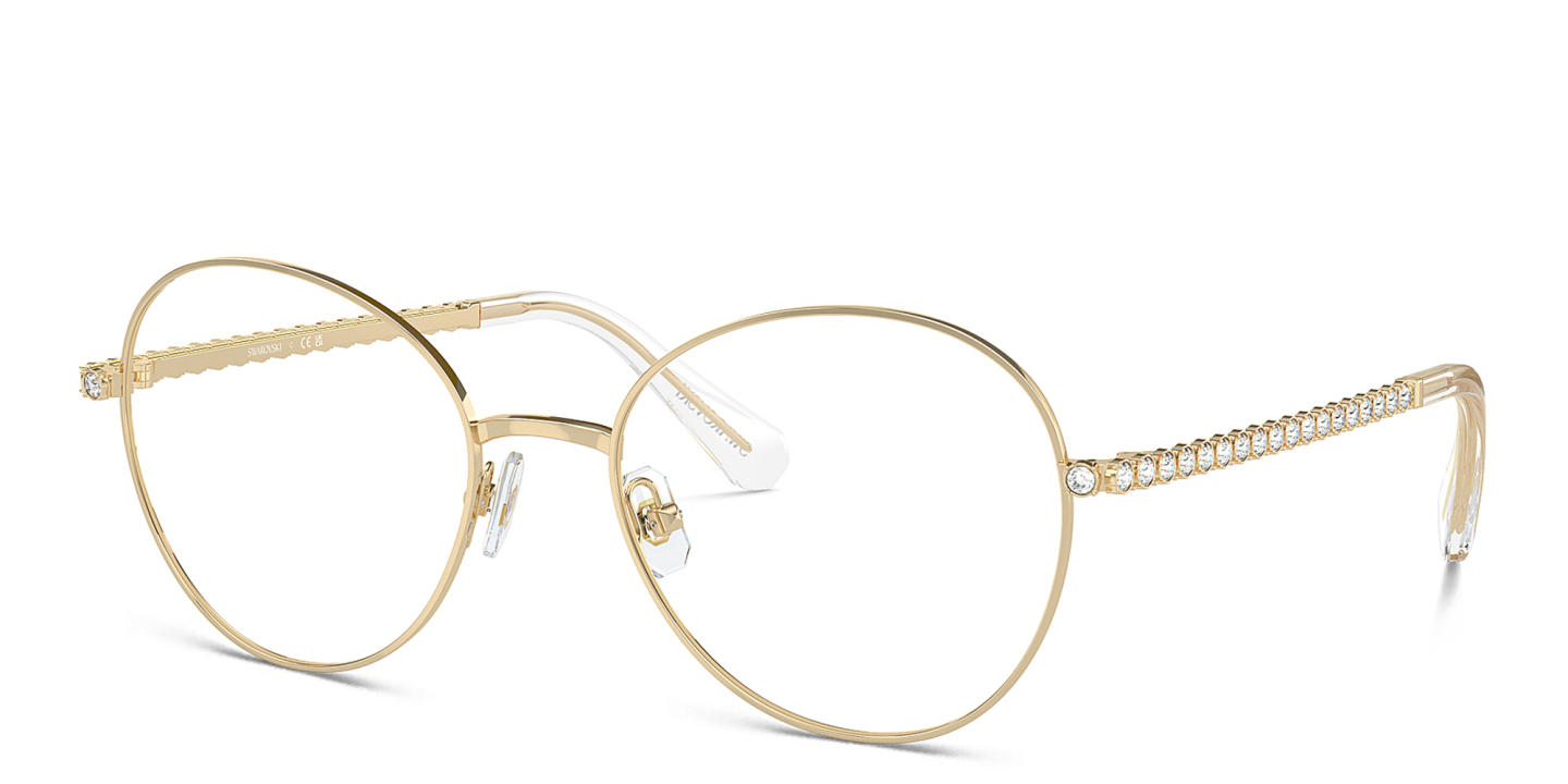 تسوق نظارات طبية دائرية مرصّعة بالكريستال سواروفسكي بلون ذهبي فاتح أونلاين.
