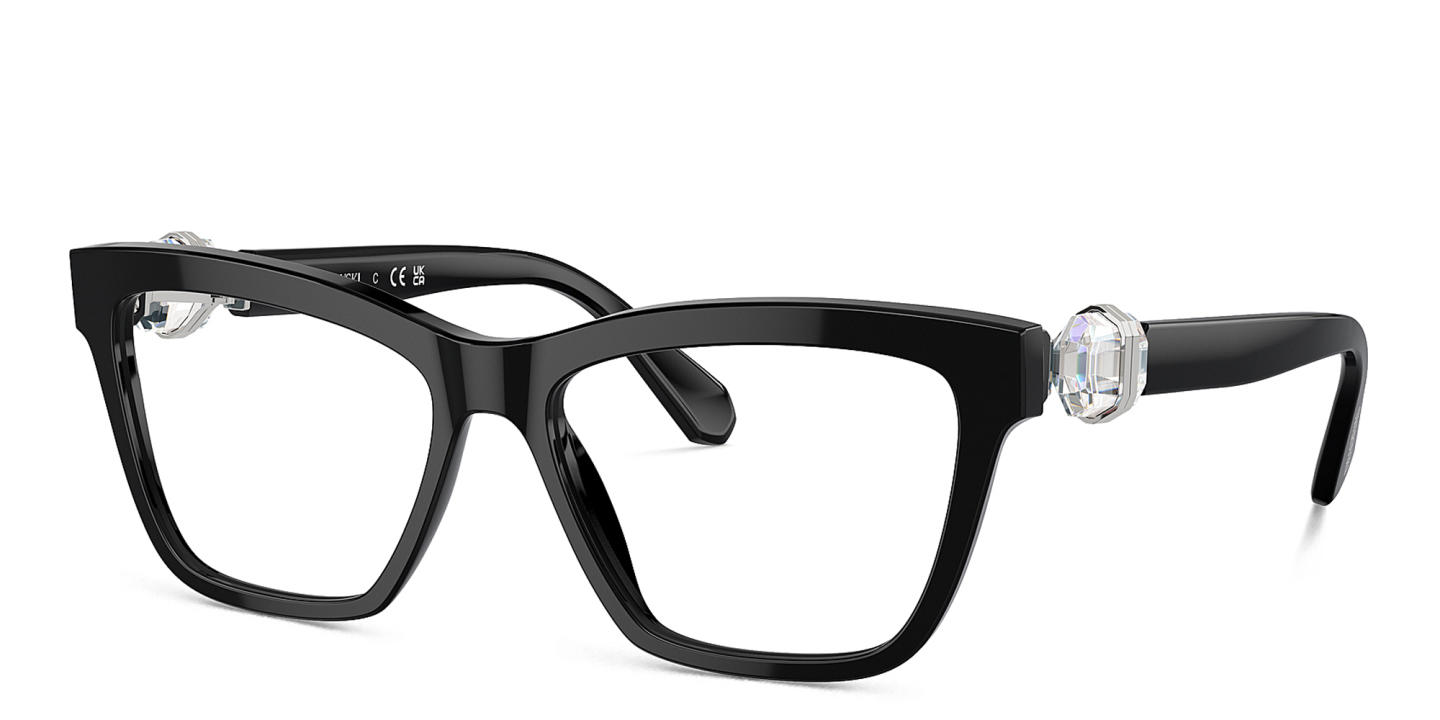 Swarovski Crystal Square Eyeglasses in Black – Product Photo 1