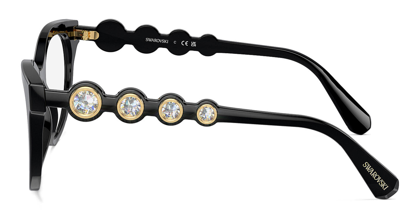 Swarovski Rhinestone Round Eyeglasses in Black – Product Photo 2