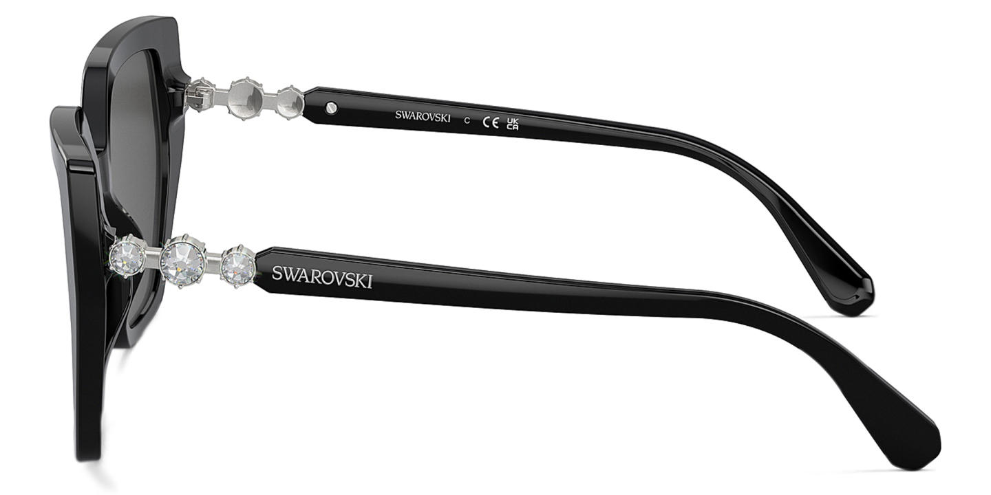 Swarovski Crystal Irregular Sunglasses in Black – Product Photo 2