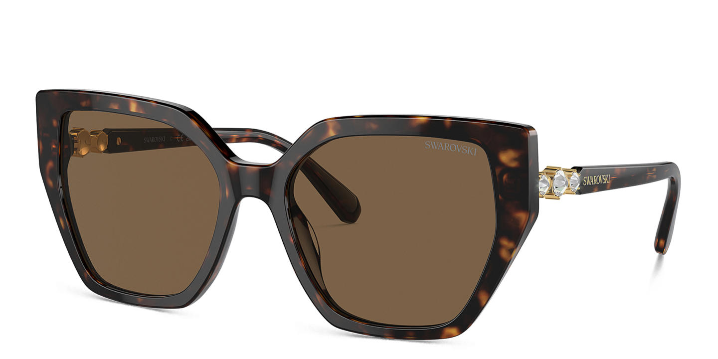 Shop Swarovski Crystal Irregular Sunglasses in Havana online.