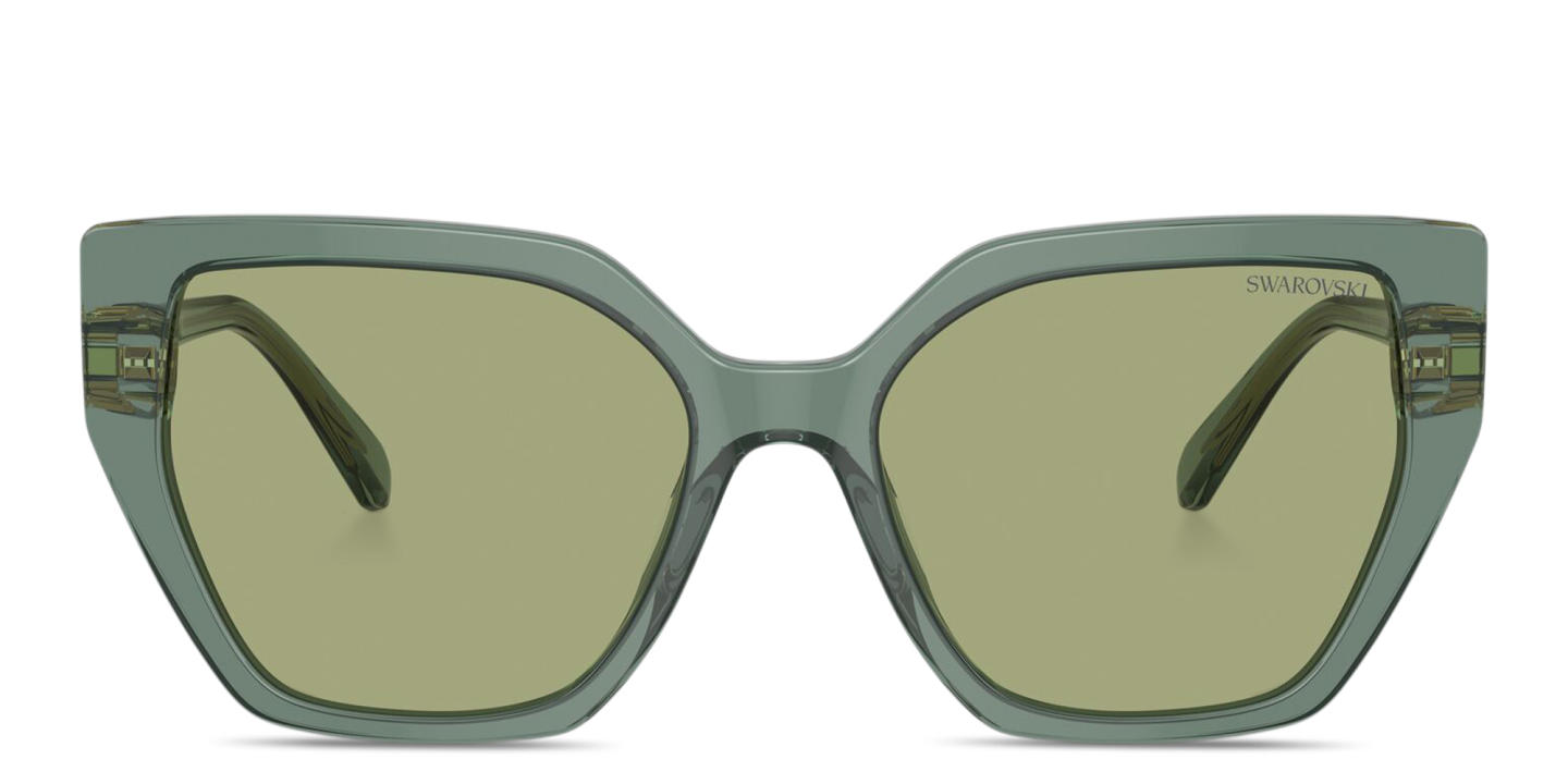 Shop Swarovski Crystal Irregular Sunglasses in Green online.