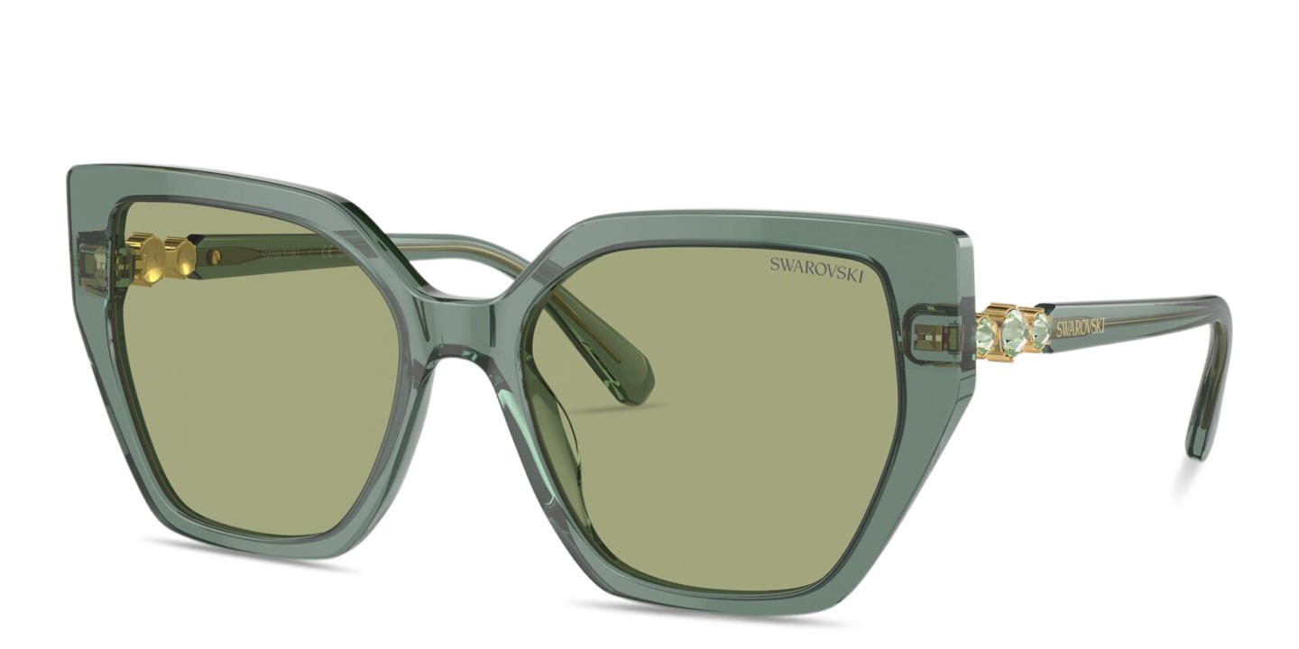 Swarovski Crystal Irregular Sunglasses in Green – Product Photo 1