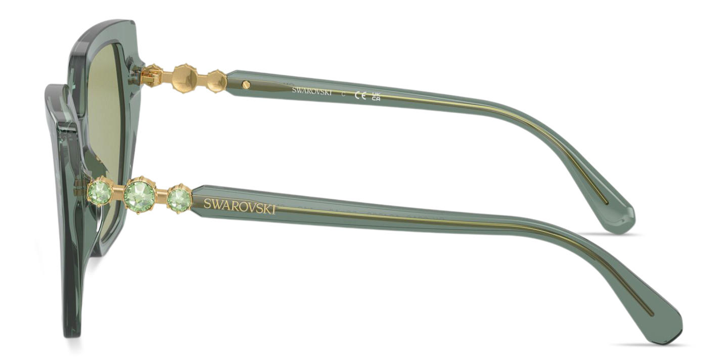 Swarovski Crystal Irregular Sunglasses in Green – Product Photo 2