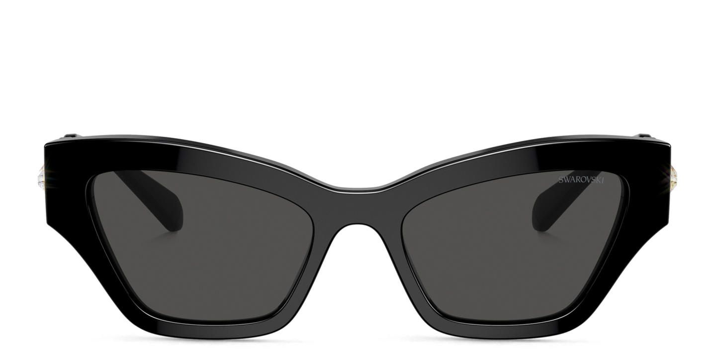 Shop Swarovski Crystal-Embellished Irregular Sunglasses in Black online.