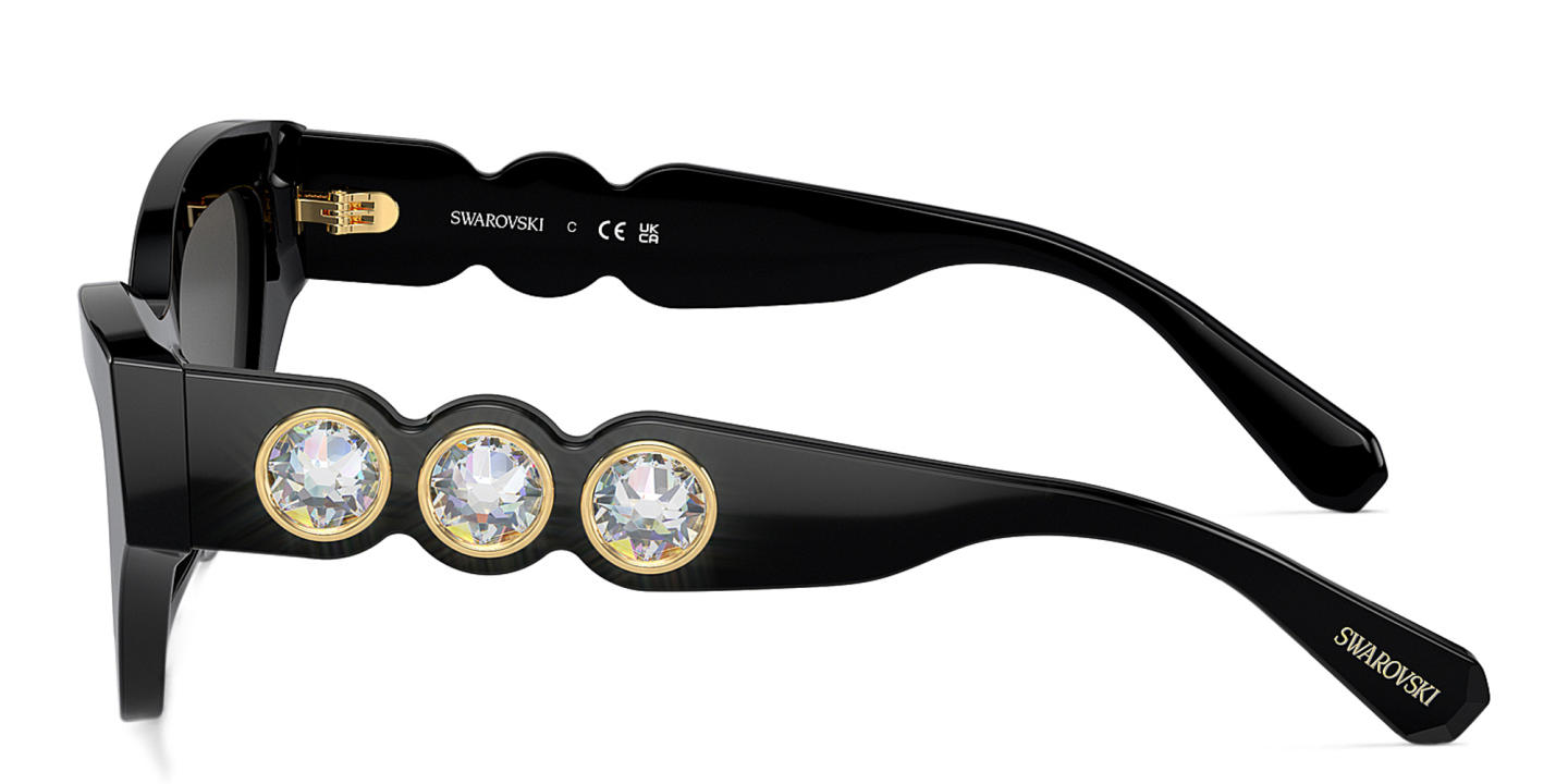 Shop Swarovski Crystal-Embellished Irregular Sunglasses in Black online.