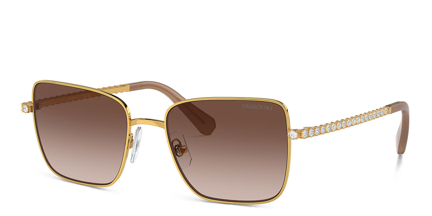 Swarovski Crystal-Embedded Square Sunglasses in Yellow – Product Photo 1