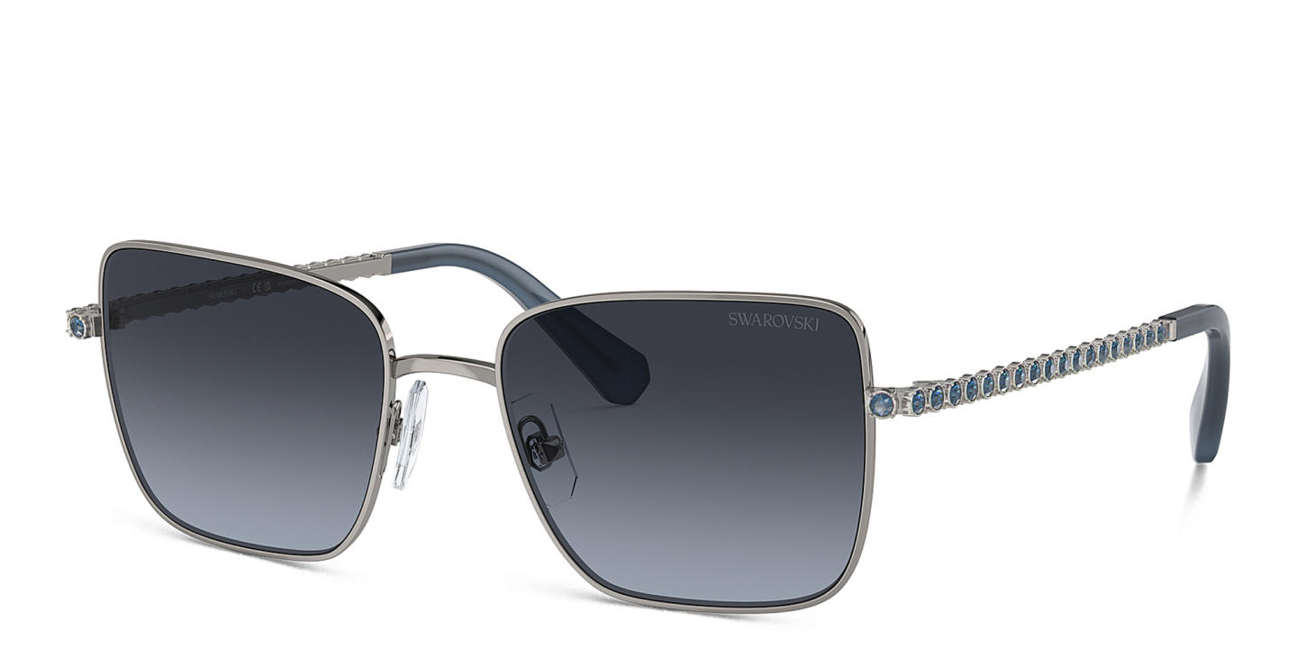 نظارات شمسية مربّعة مزيّنة بالكريستال من سواروفسكي بلون رصاصي - صورة المنتج 1