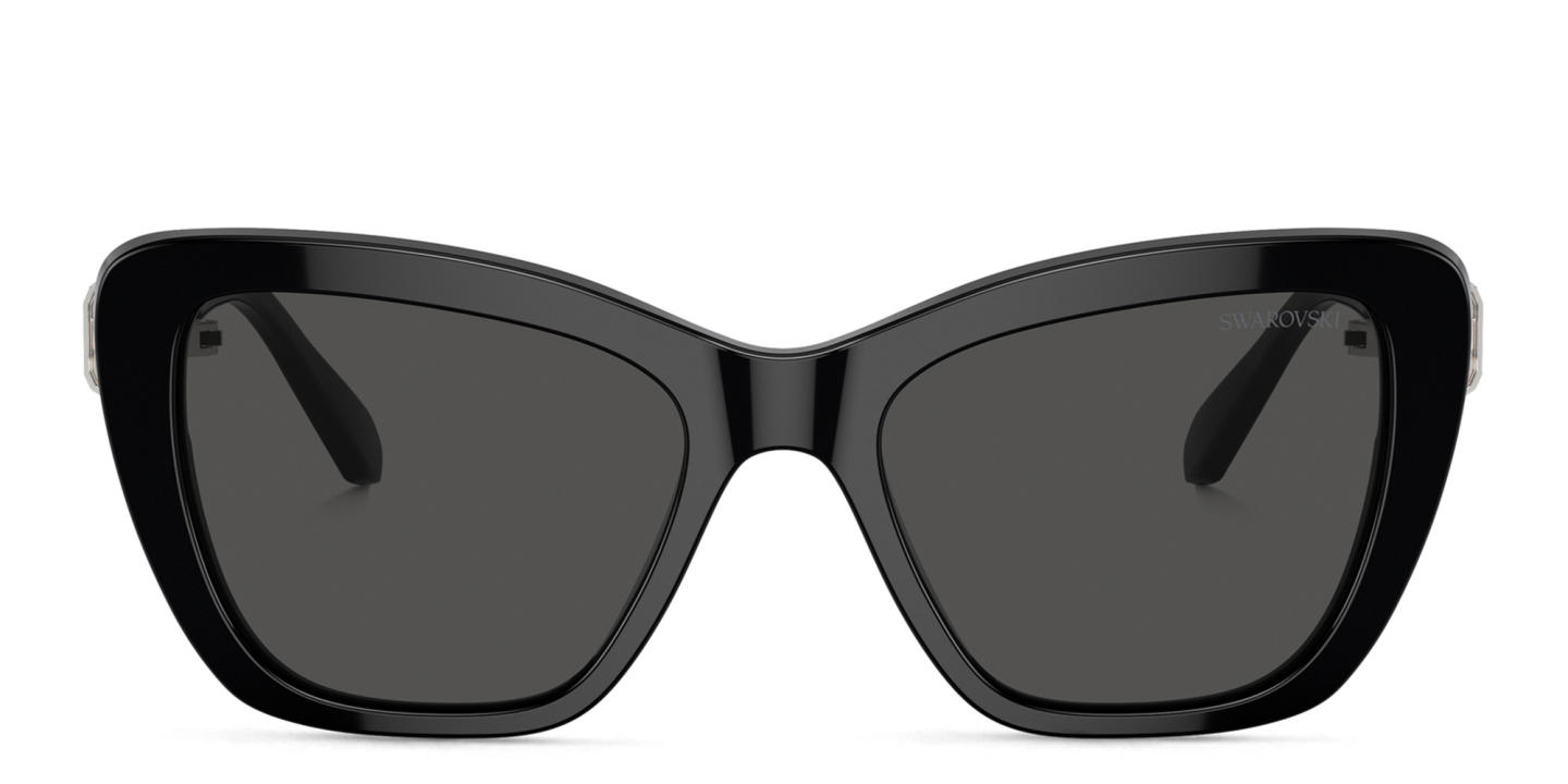 نظارات شمسية طراز كات آي مزدانة بالكريستال من سواروفسكي بلون أسود - صورة المنتج 0