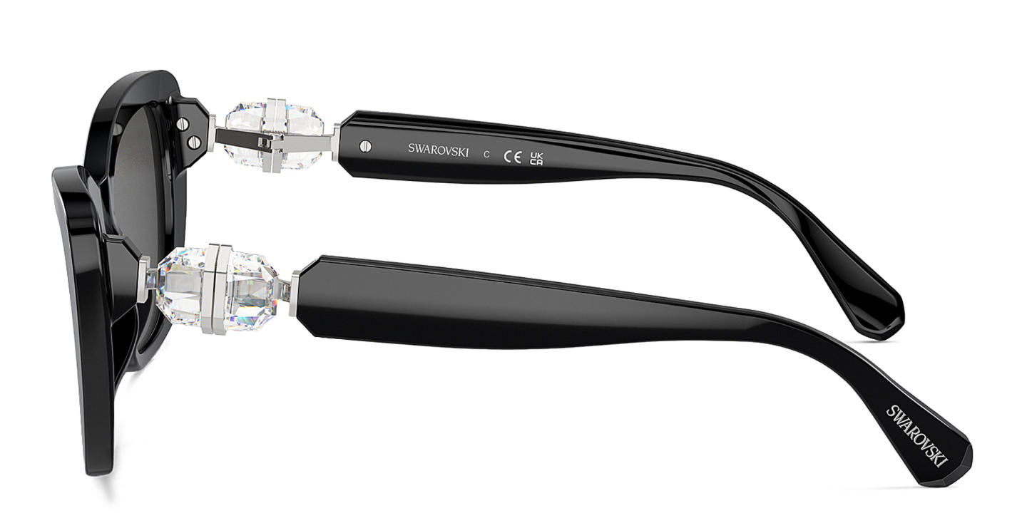 نظارات شمسية طراز كات آي مزدانة بالكريستال من سواروفسكي بلون أسود - صورة المنتج 2