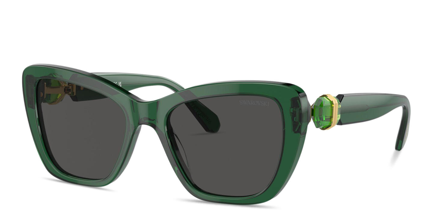 Swarovski Crystal-Embellished Cat-Eye Sunglasses in Green – Product Photo 1