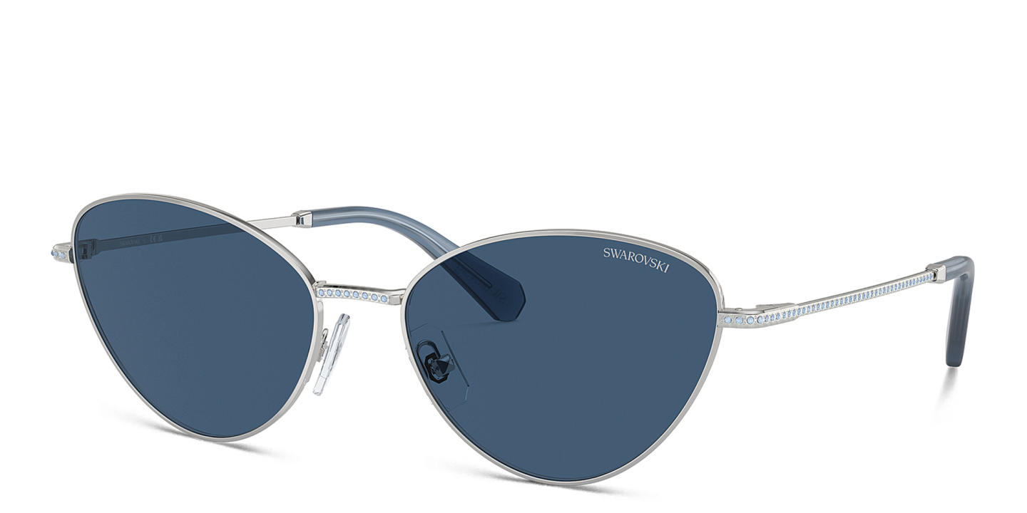 Swarovski Crystal-Embedded Cat-Eye Sunglasses in Silver – Product Photo 1