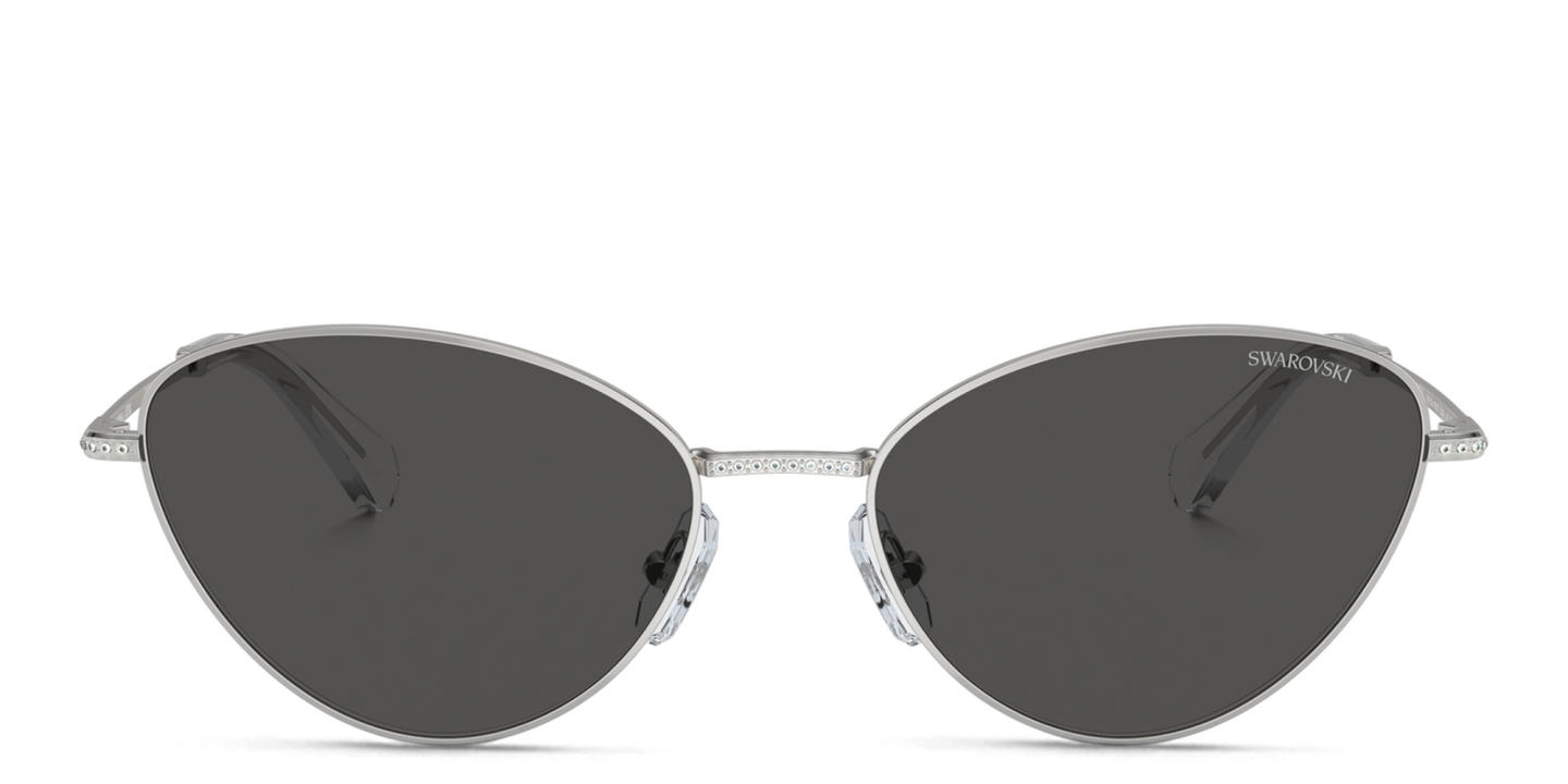 نظارات شمسية طراز كات آي مزيّنة بالكريستال من سواروفسكي بلون فضي - صورة المنتج 0